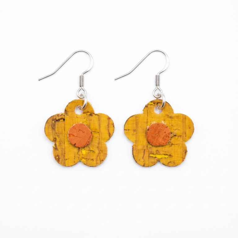 Petal Dangle Earrings - Mustard Yellow