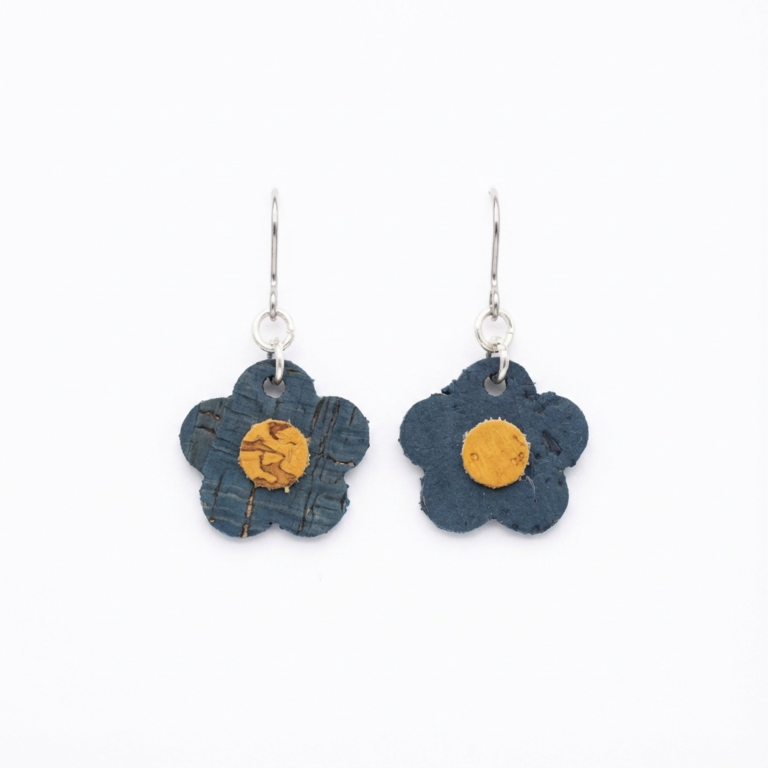 Petal Dangle Earrings - Dark Blue