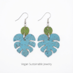 Light Blue monstera dangle earrings