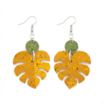 Monstera Dangle Earrings - Orange