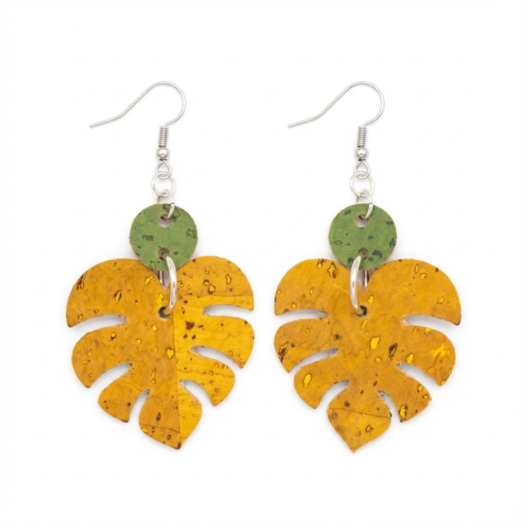 Monstera Dangle Earrings - Orange