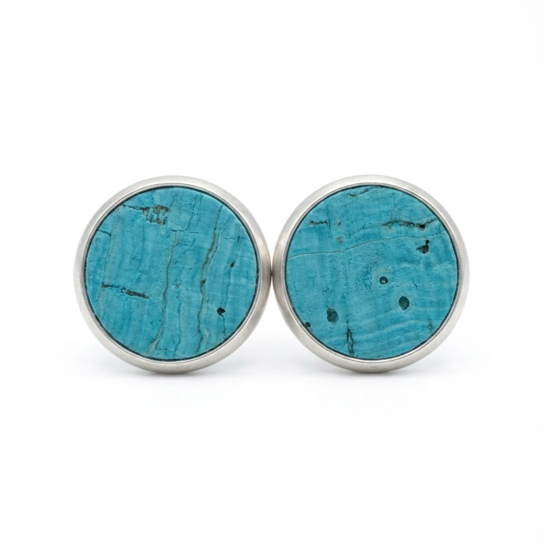 turquoise cork stud earrings