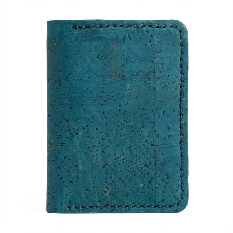 teal cork cardholder wallet outside